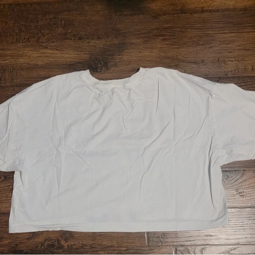 Converse White Cropped Tee with Blue and Pink Logo - Picture 3 of 3